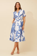 Caroline Morgan Leaf Print Shirt Dress