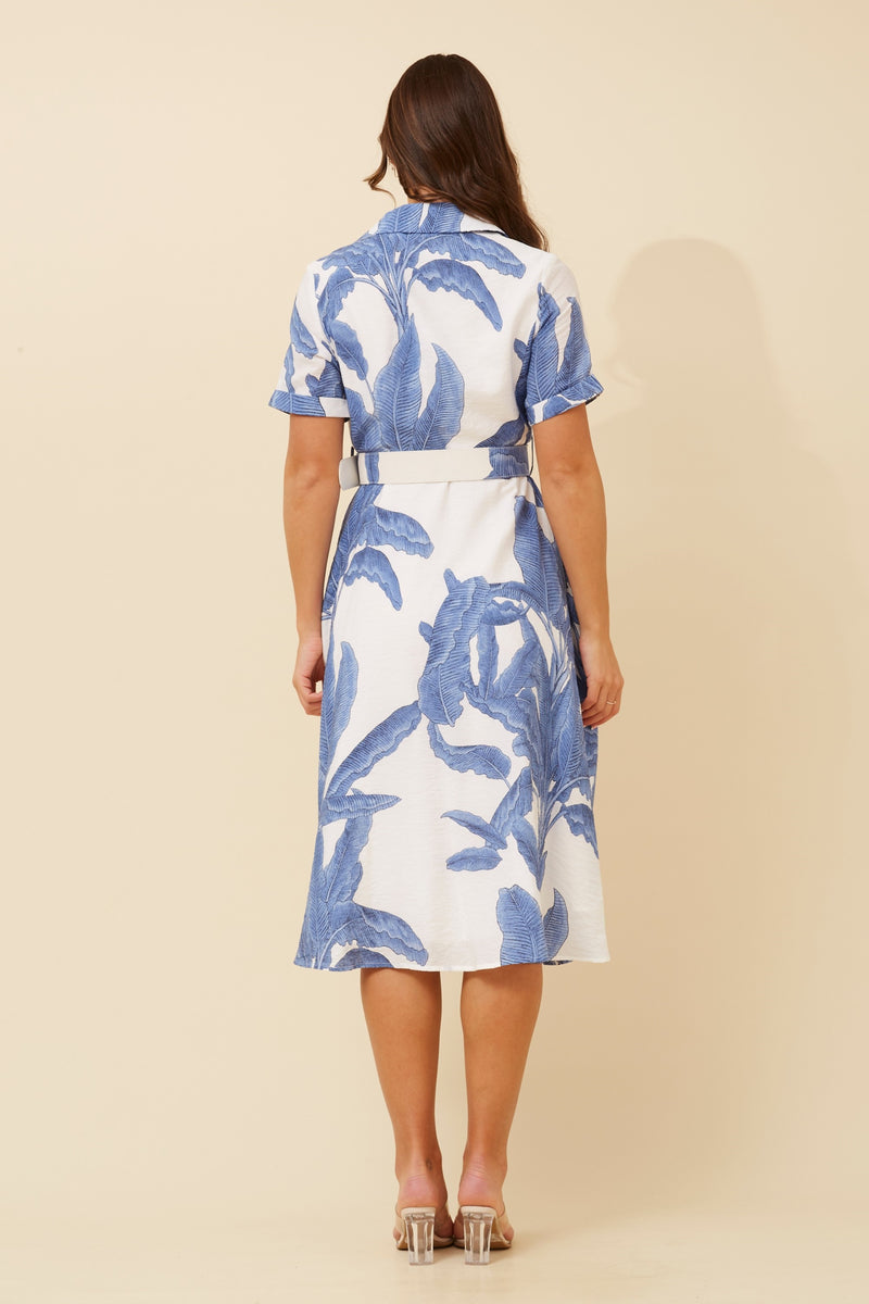 Caroline Morgan Leaf Print Shirt Dress