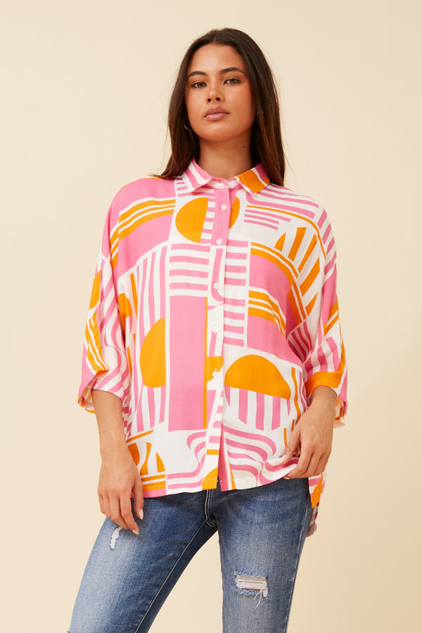 Caroline Morgan Geometric Print Shirt