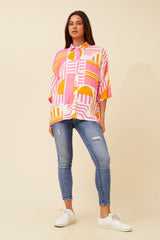 Caroline Morgan Geometric Print Shirt