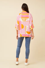 Caroline Morgan Geometric Print Shirt