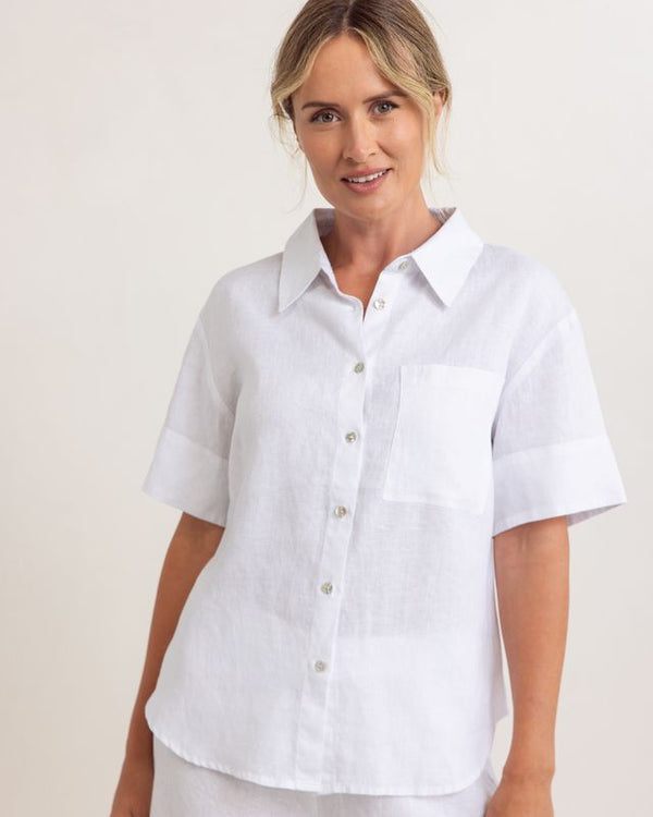 See Saw 100% Linen Sort Sleeve Shirt