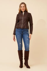 Caroline Morgan Vegan Leather Biker Jacket