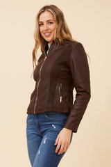 Caroline Morgan Vegan Leather Biker Jacket