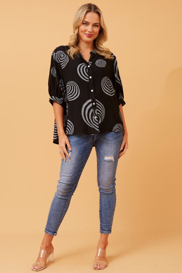 Caroline Morgan Abstract Print Shirt