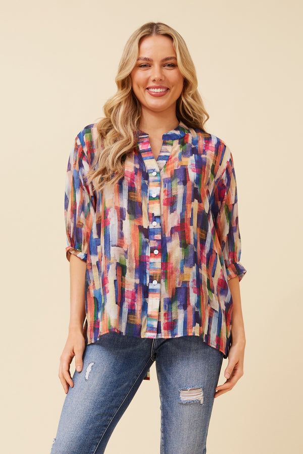 Caroline Morgan Abstract Print Shirt