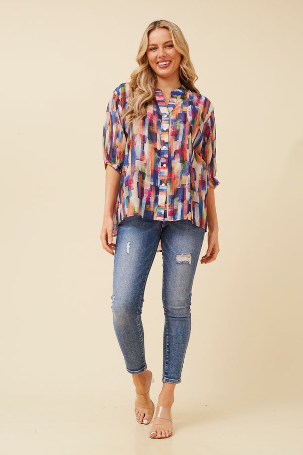 Caroline Morgan Abstract Print Shirt