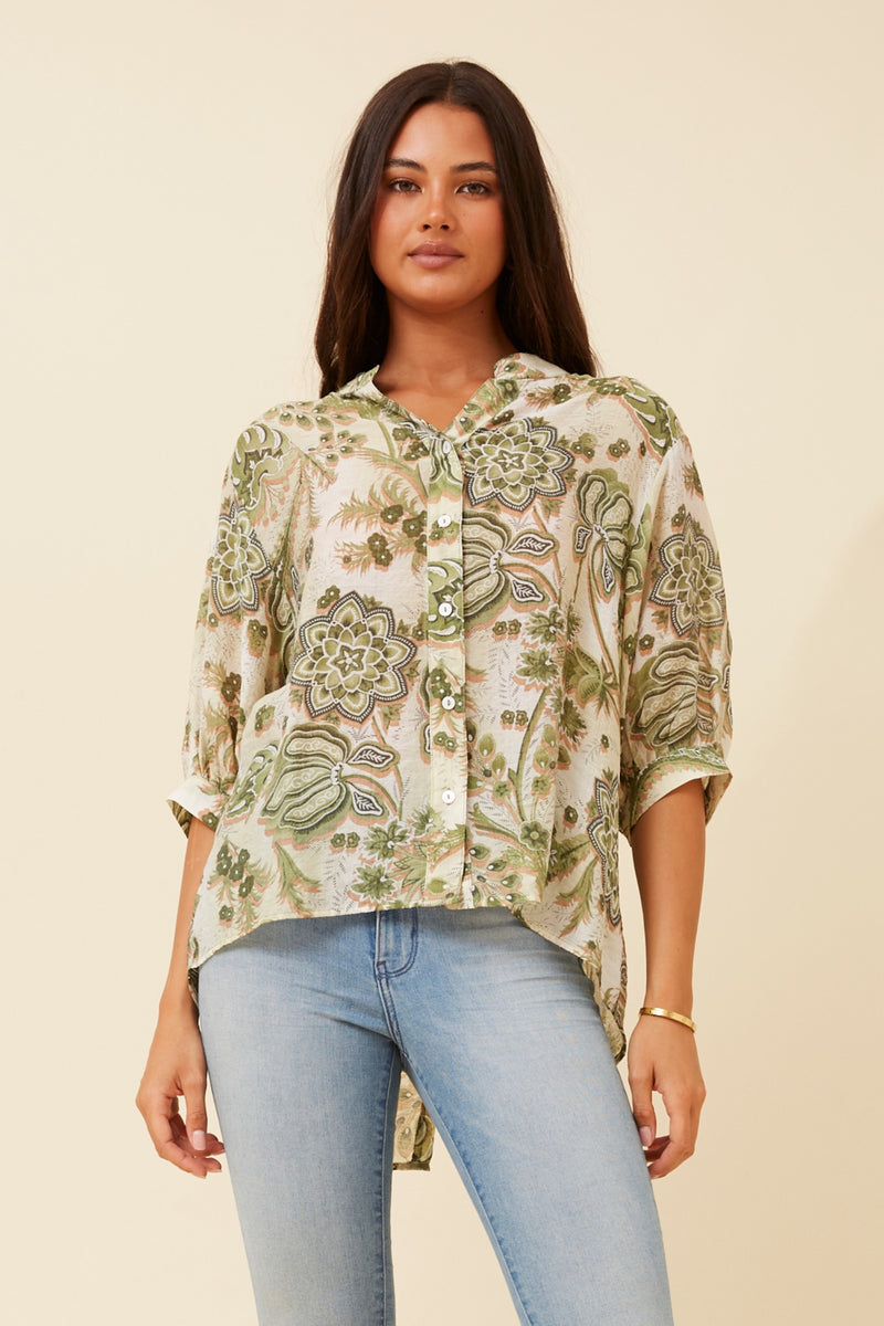 Caroline Morgan Floral Button Back Shirt