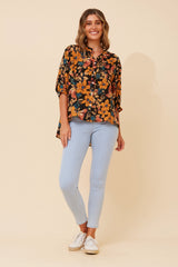 Caroline Morgan Button Back Printed Shirt