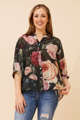 Caroline Morgan Floral Print Shirt