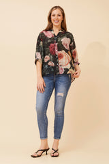 Caroline Morgan Floral Print Shirt