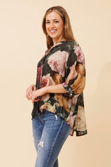 Caroline Morgan Floral Print Shirt