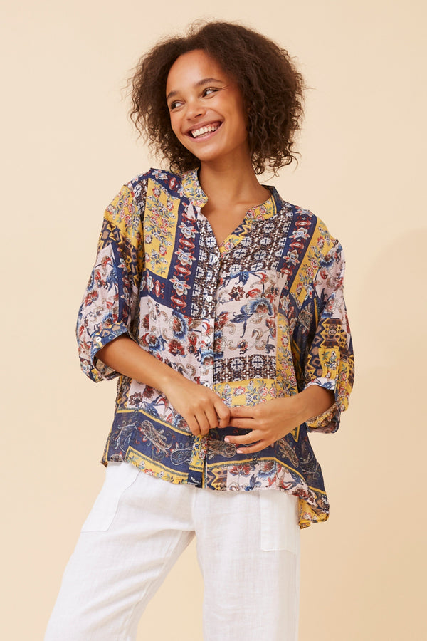 Caroline Morgan Patchwork Print Shirt