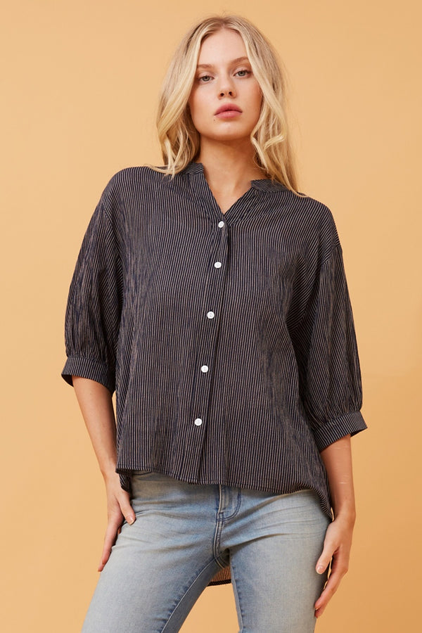 Caroline Morgan Stripe Button Up Shirt