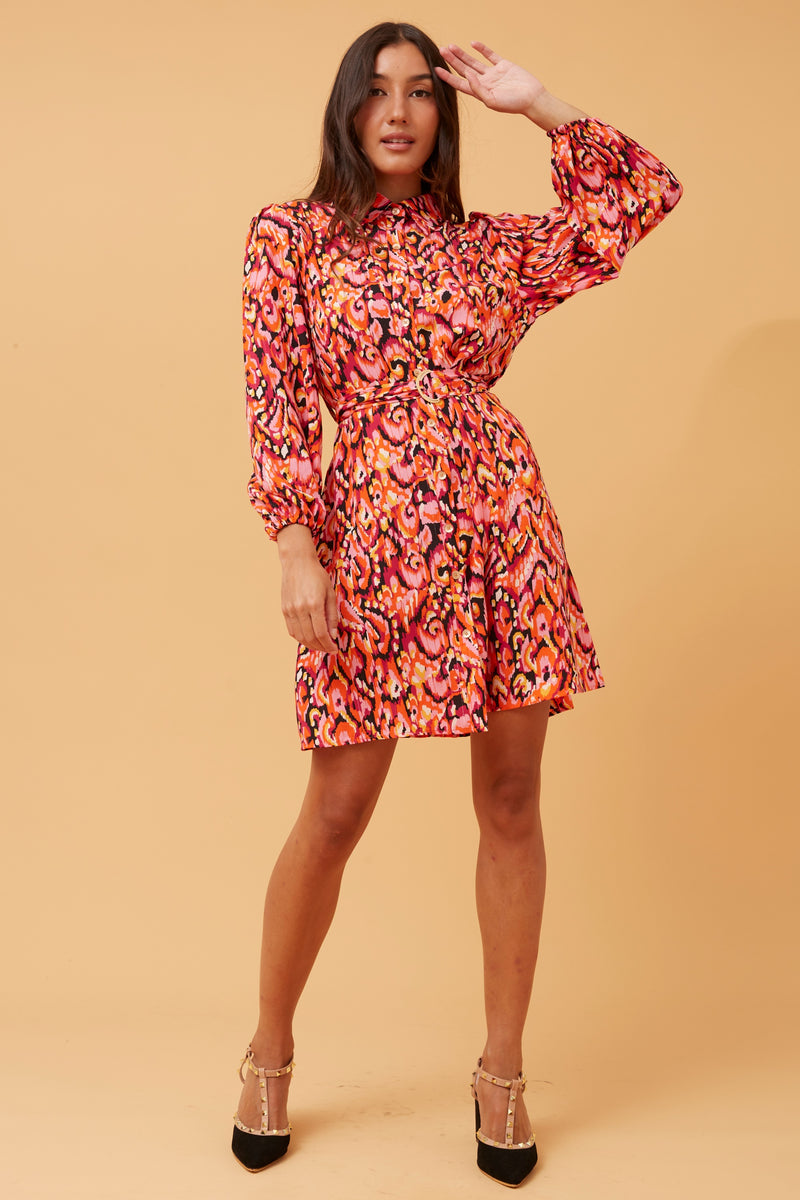 Caroline Morgan Abstract Print Shirt Dress