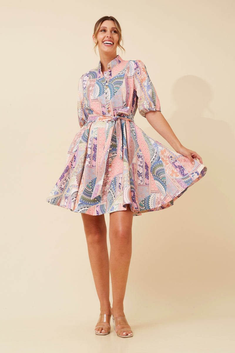 Caroline Morgan Patchwork Print Dress