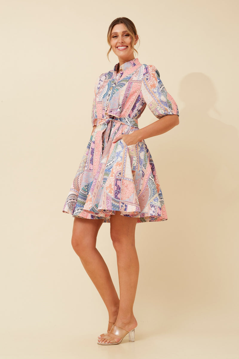 Caroline Morgan Patchwork Print Dress