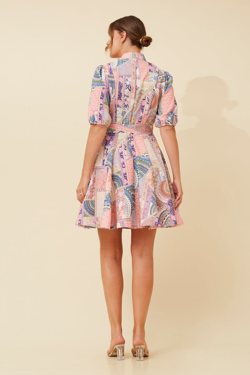 Caroline Morgan Patchwork Print Dress