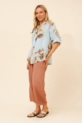 Bottega Floral Linen Top