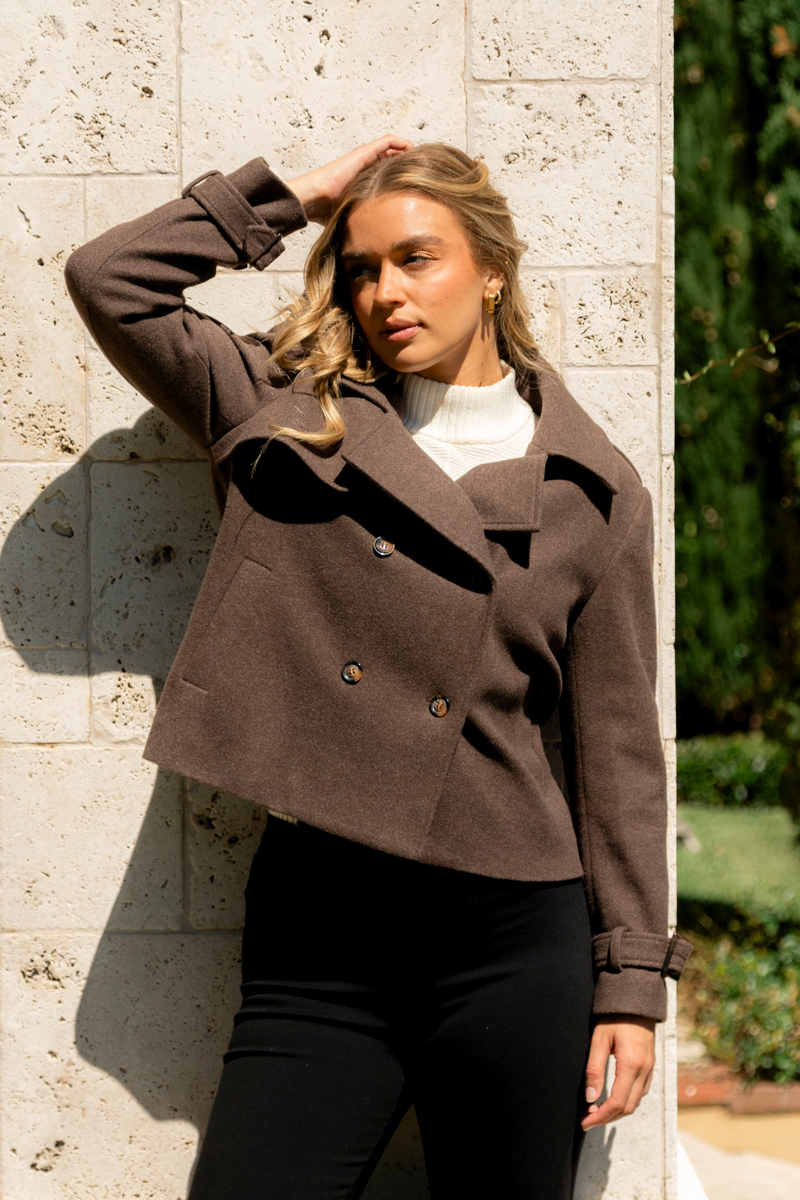 Caroline Morgan Crop Length Trench Jacket