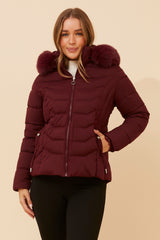 Caroline Morgan Puffer Jacket with Detachable Fur