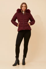 Caroline Morgan Puffer Jacket with Detachable Fur