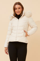 Caroline Morgan Puffer Jacket with Detachable Fur