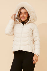 Caroline Morgan Puffer Jacket with Detachable Fur