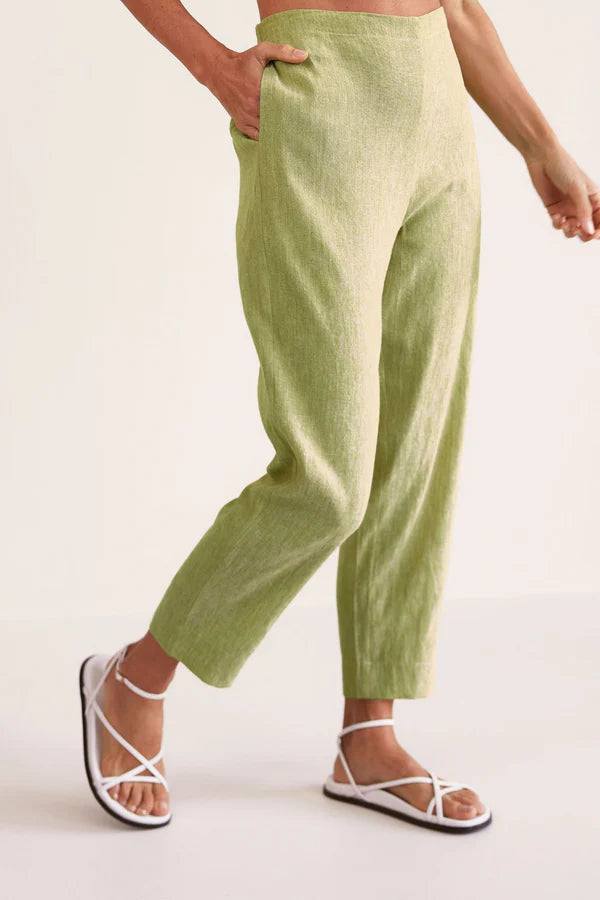 See Saw 100% Linen 7/8 Flat Front Pant