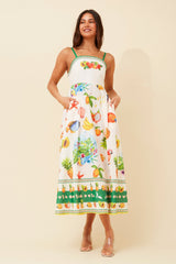 Caroline Morgan Strappy Fruit Print Midi Dress