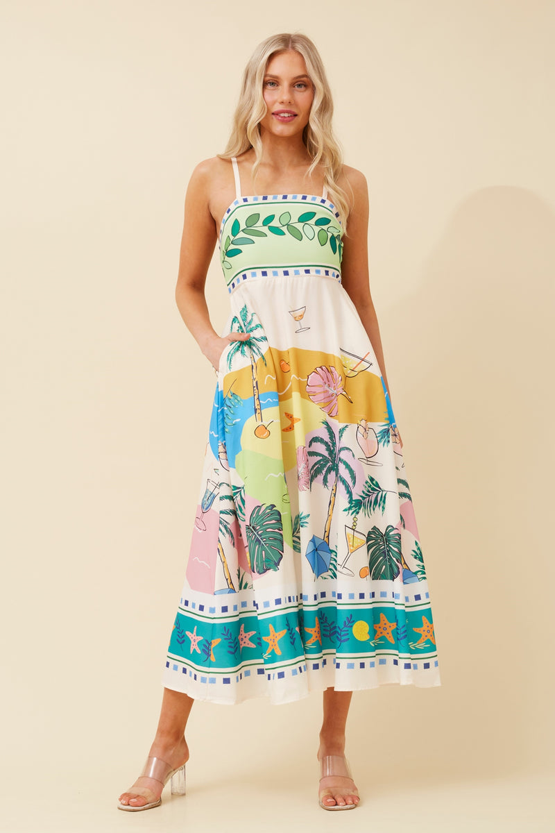 Caroline Morgan Border Print Dress