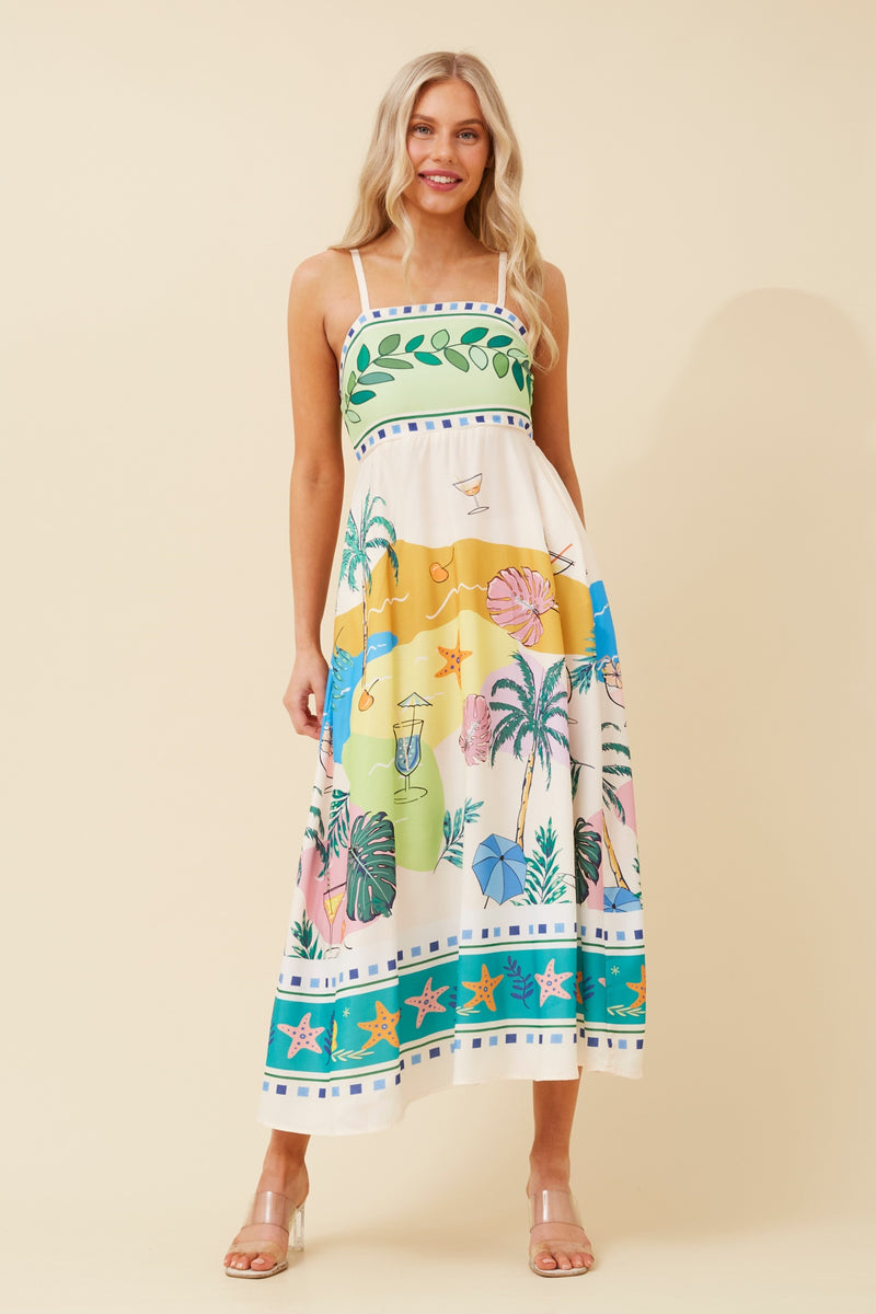 Caroline Morgan Border Print Dress