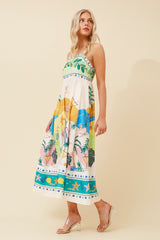 Caroline Morgan Border Print Dress