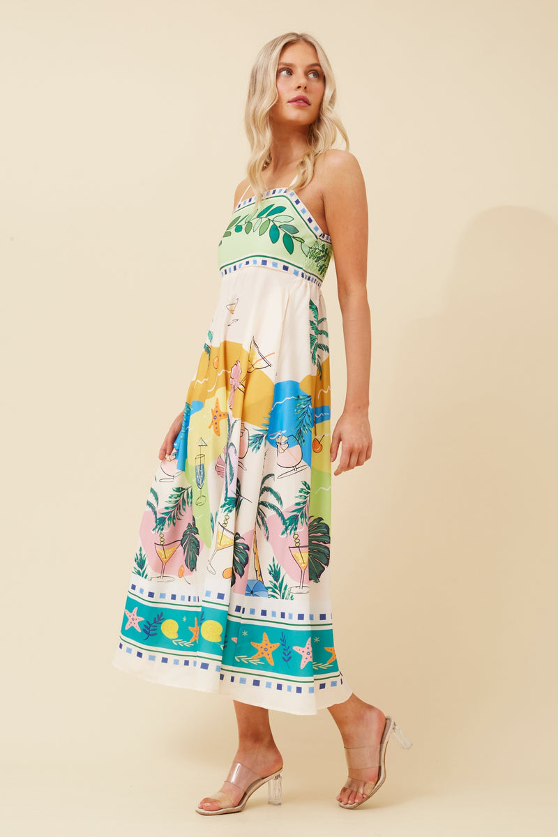 Caroline Morgan Border Print Dress