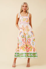 Caroline Morgan Border Print Dress