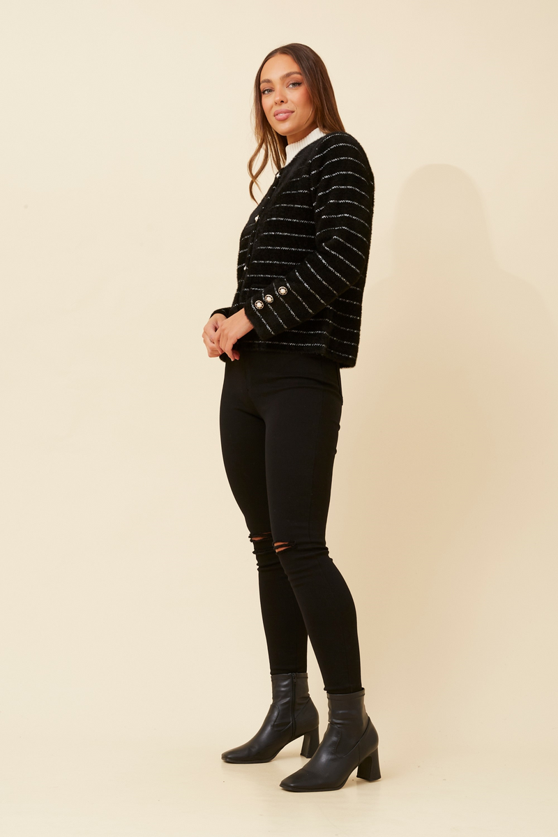 Caroline Morgan Stripe Knit Cardigan
