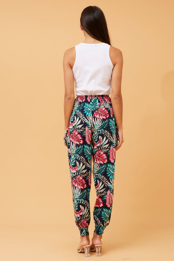 Caroline Morgan Leaf Print Harem Pant