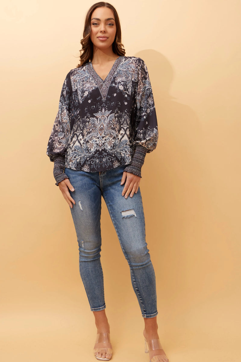 Caroline Morgan Abstract Print Blouse