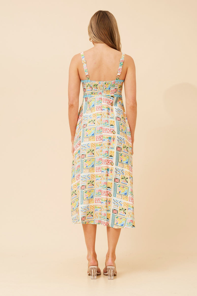 Caroline Morgan Patchwork Print Midi Dress