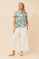 Caroline Morgan Leaf Print Top