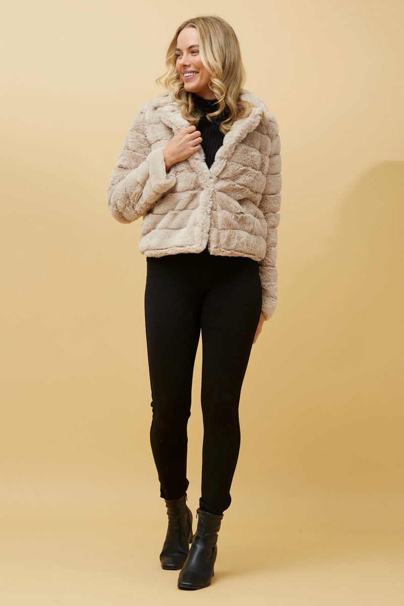 Curl short fake sales fur jacket oatmeal