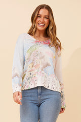 Bottega Wonderlust Print Knit Top