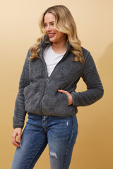 Caroline Morgan Zip Fluffy Jacket