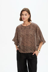 Tirelli Wide Sleeve Sheer Print Top