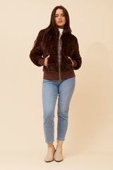 Caroline Morgan Faux Fur Bomber Jacket