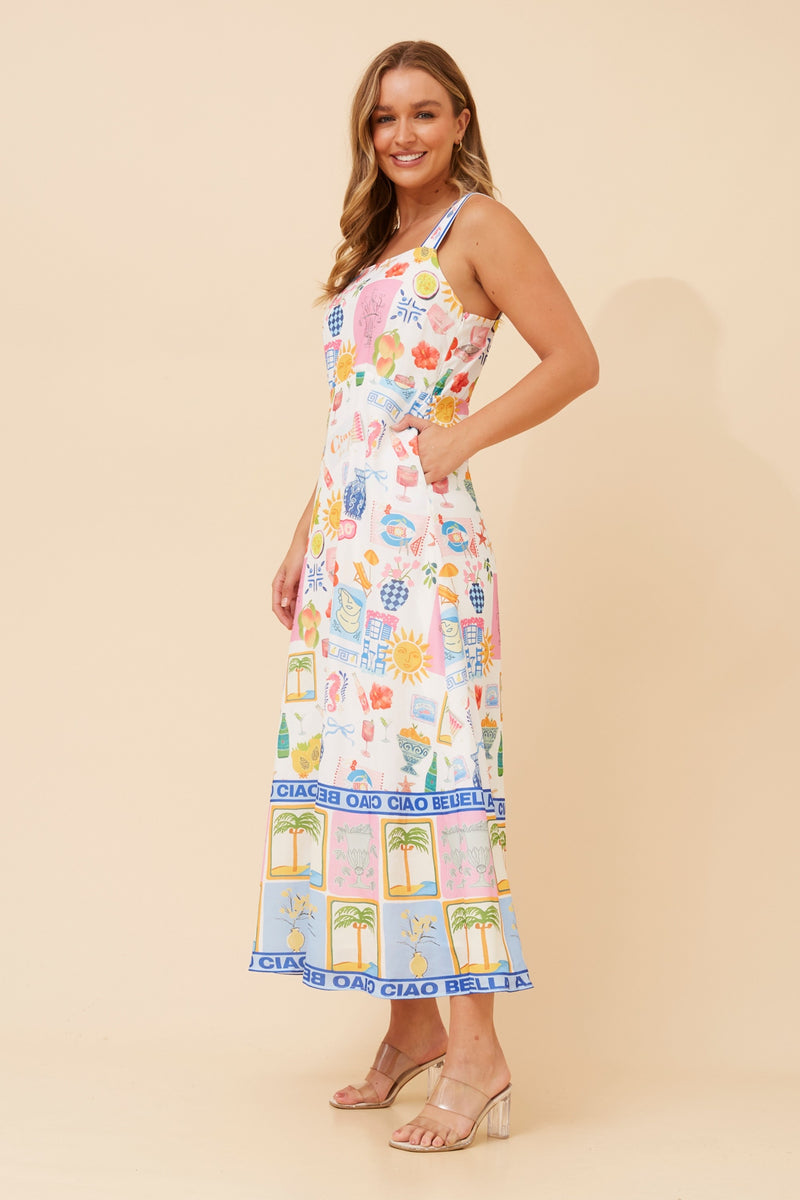 Caroline Morgan Wanderlust Print Maxi Dress