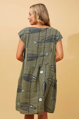 Bottega Tribal Print Linen Dress