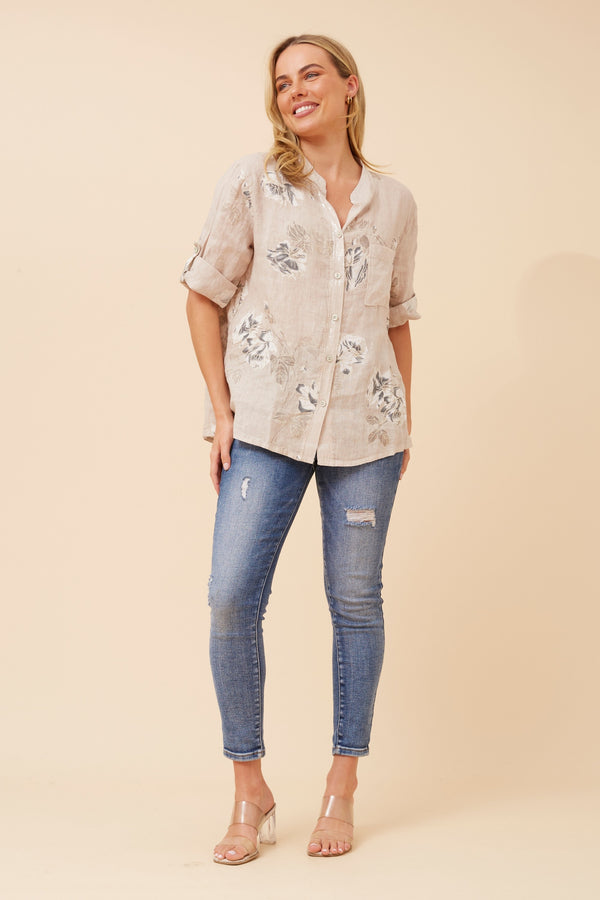 Bottega Floral Linen Shirt