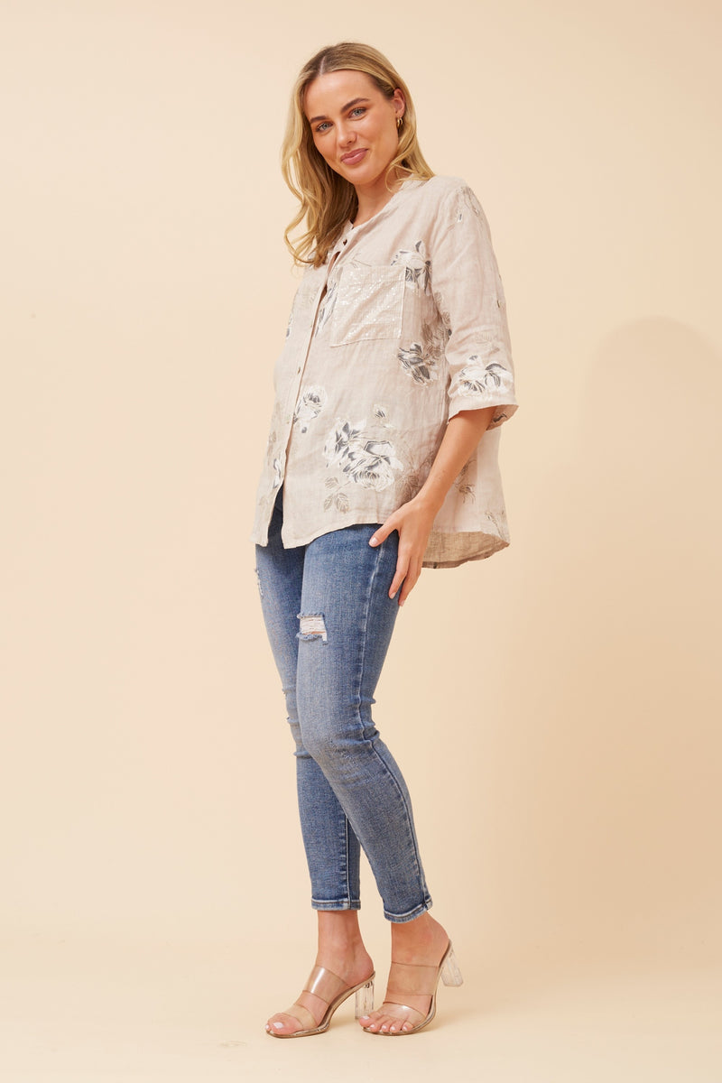 Bottega Floral Linen Shirt
