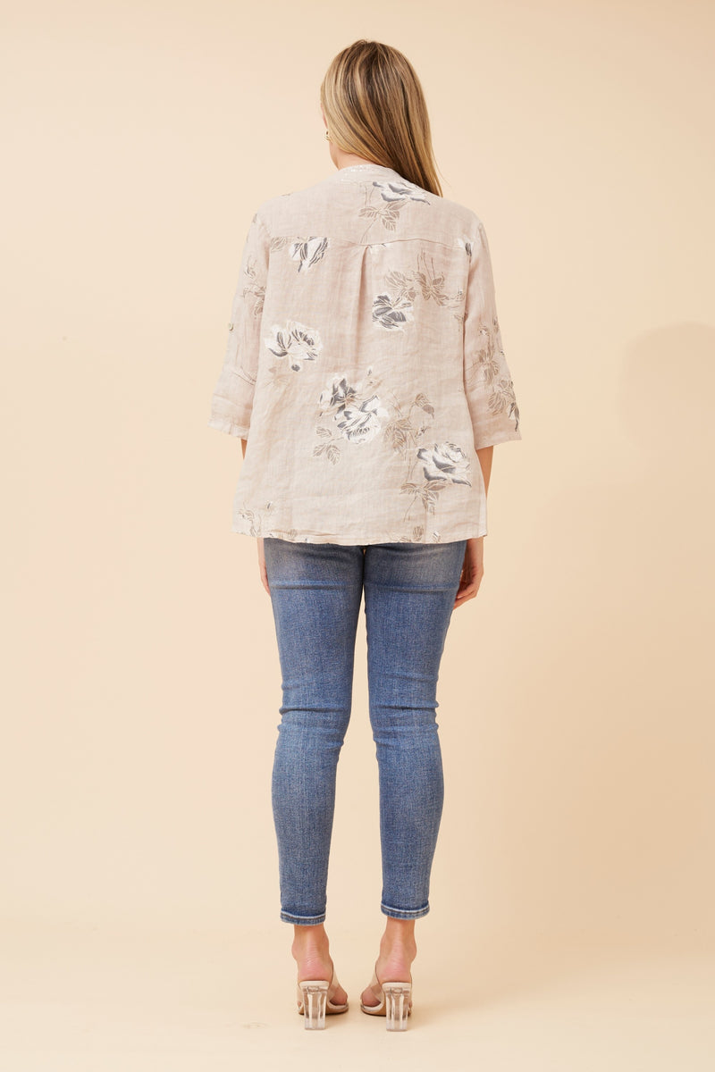 Bottega Floral Linen Shirt
